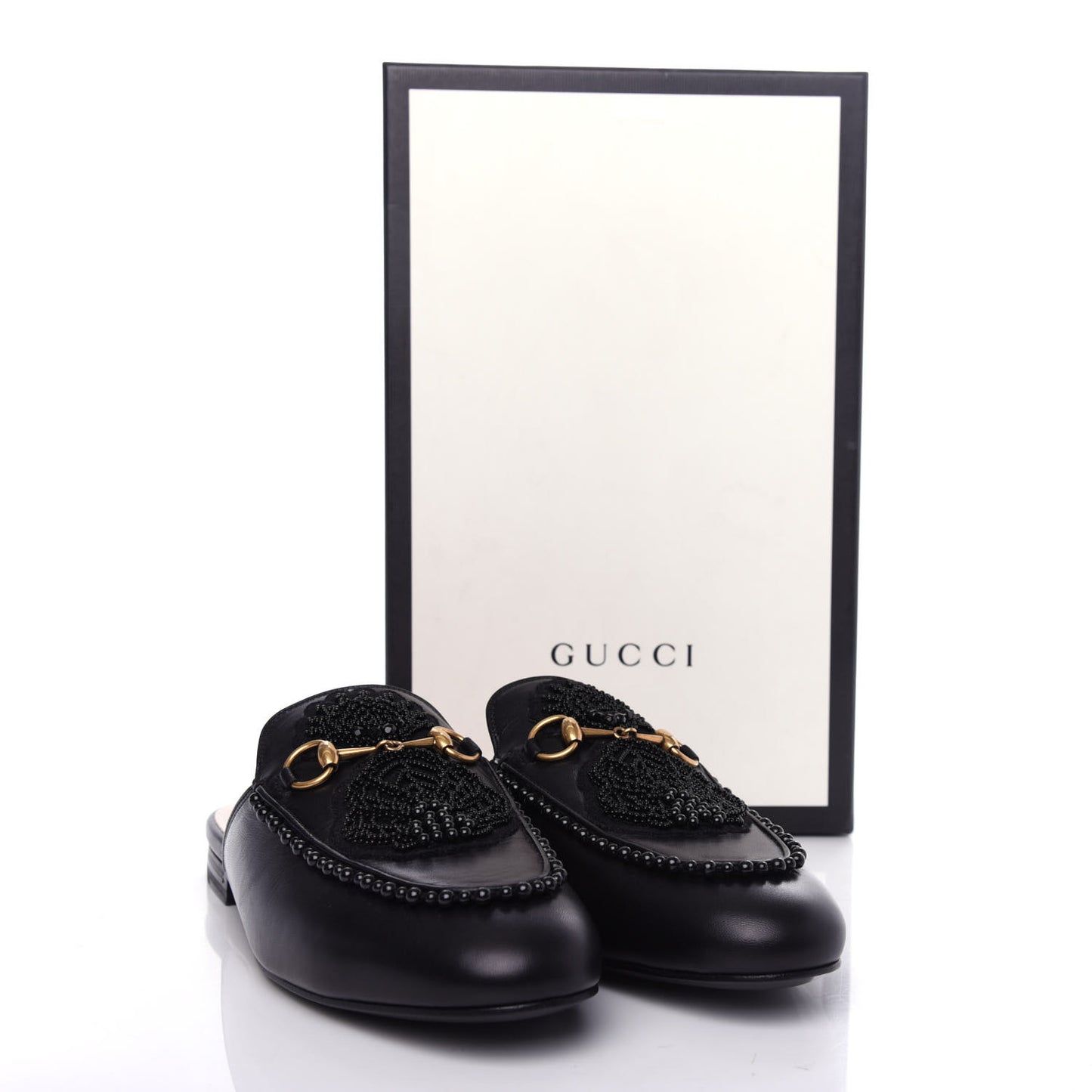 Malaga Kid Bead Embellished Womens Princetown Slippers 40 Black