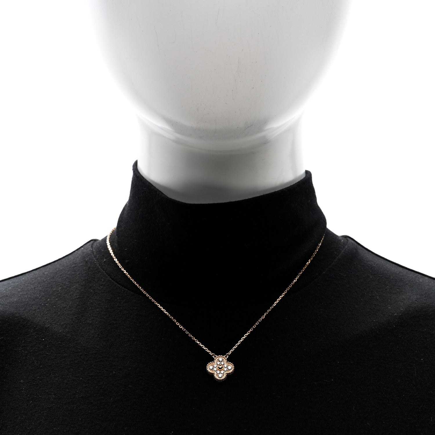 Van Cleef & Arpels 18K Rose Gold Diamond Vintage Alhambra Pendant Necklace 2 of 4