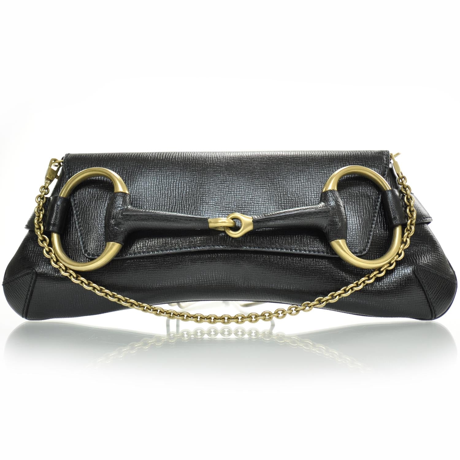 Gucci Leather Horsebit Clutch Bag Black 2 of 9