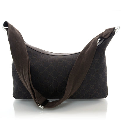 Gucci Denim Monogram Shoulder Bag Brown 3 of 9
