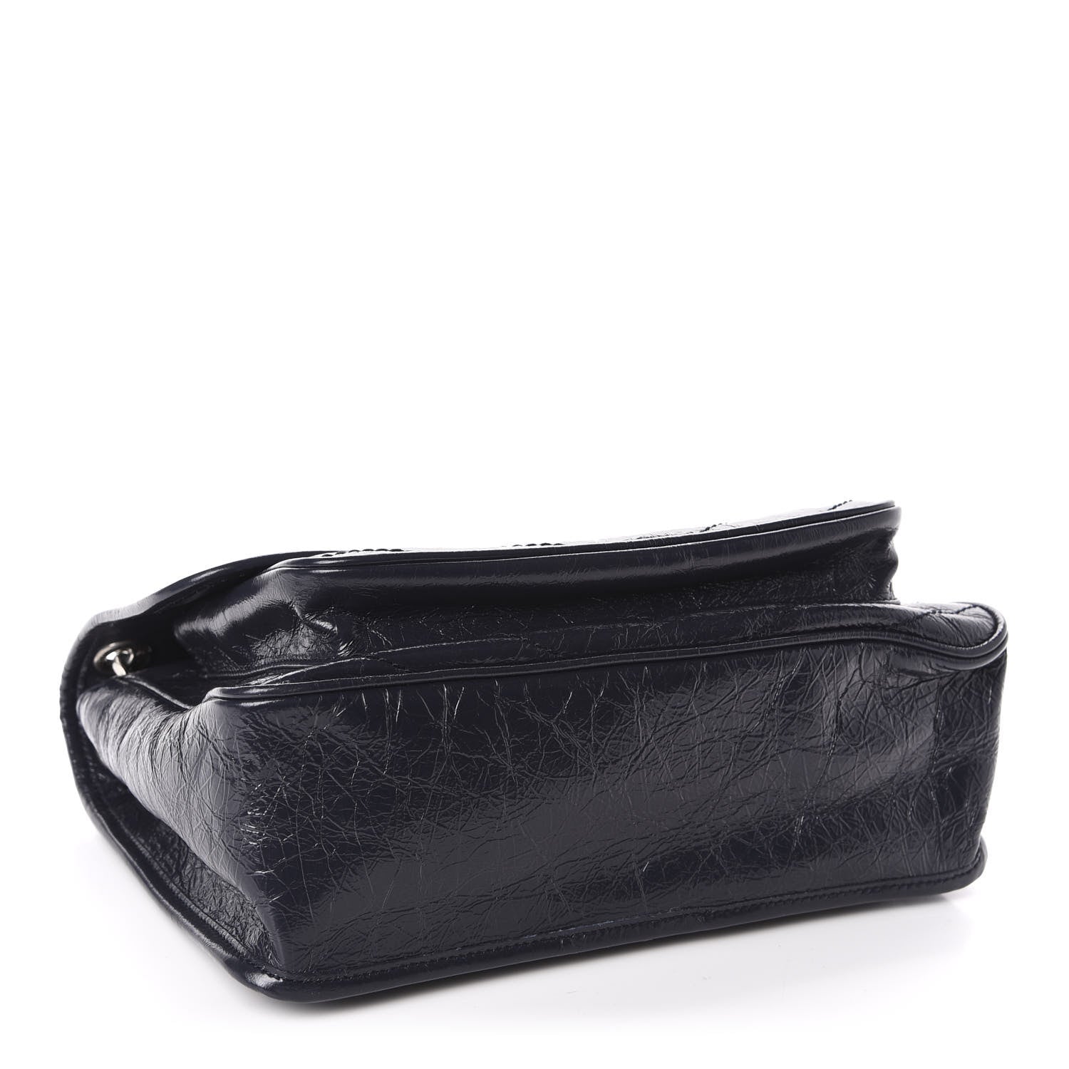 Saint Laurent Crinkled Calfskin Matelasse Monogram Medium Niki Chain Satchel Deep Marine 4 of 11