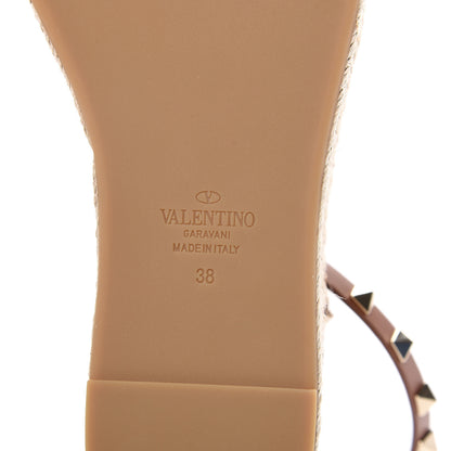 Valentino Garavani Canvas Leopard Print Rockstud Ankle Wrap Espadrille Flatform Sandals 38 Brown 6 of 8