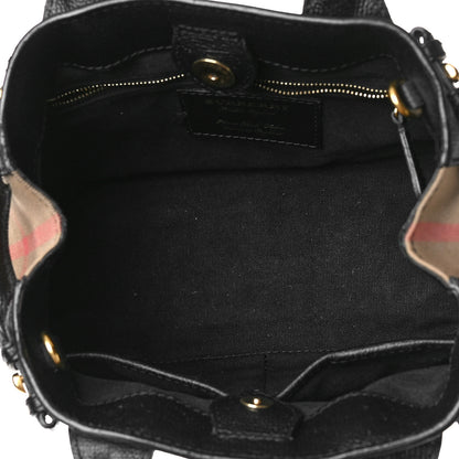 Burberry Derby Calfskin House Check Small Banner Tote Black 5 of 8
