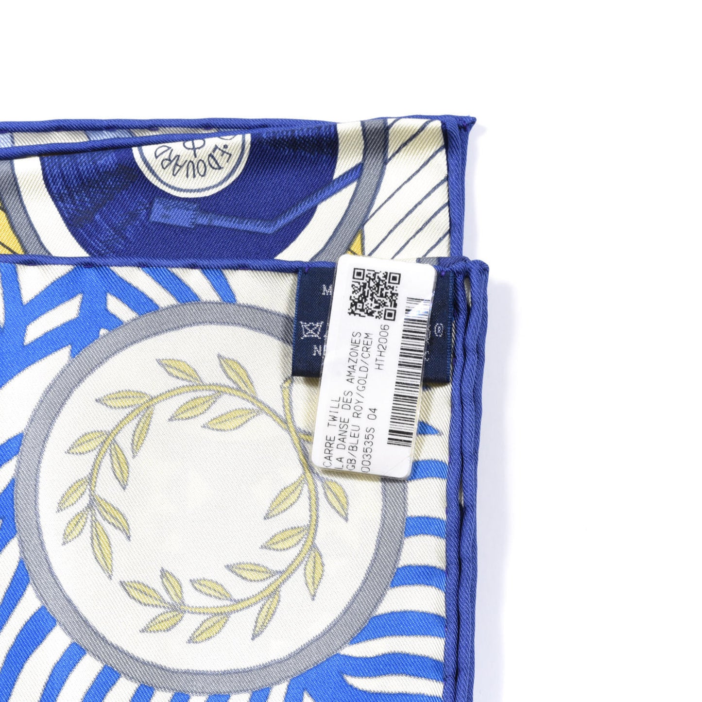 Silk La Danse Des Amazones Scarf 90 Bleu Roy Gold Creme