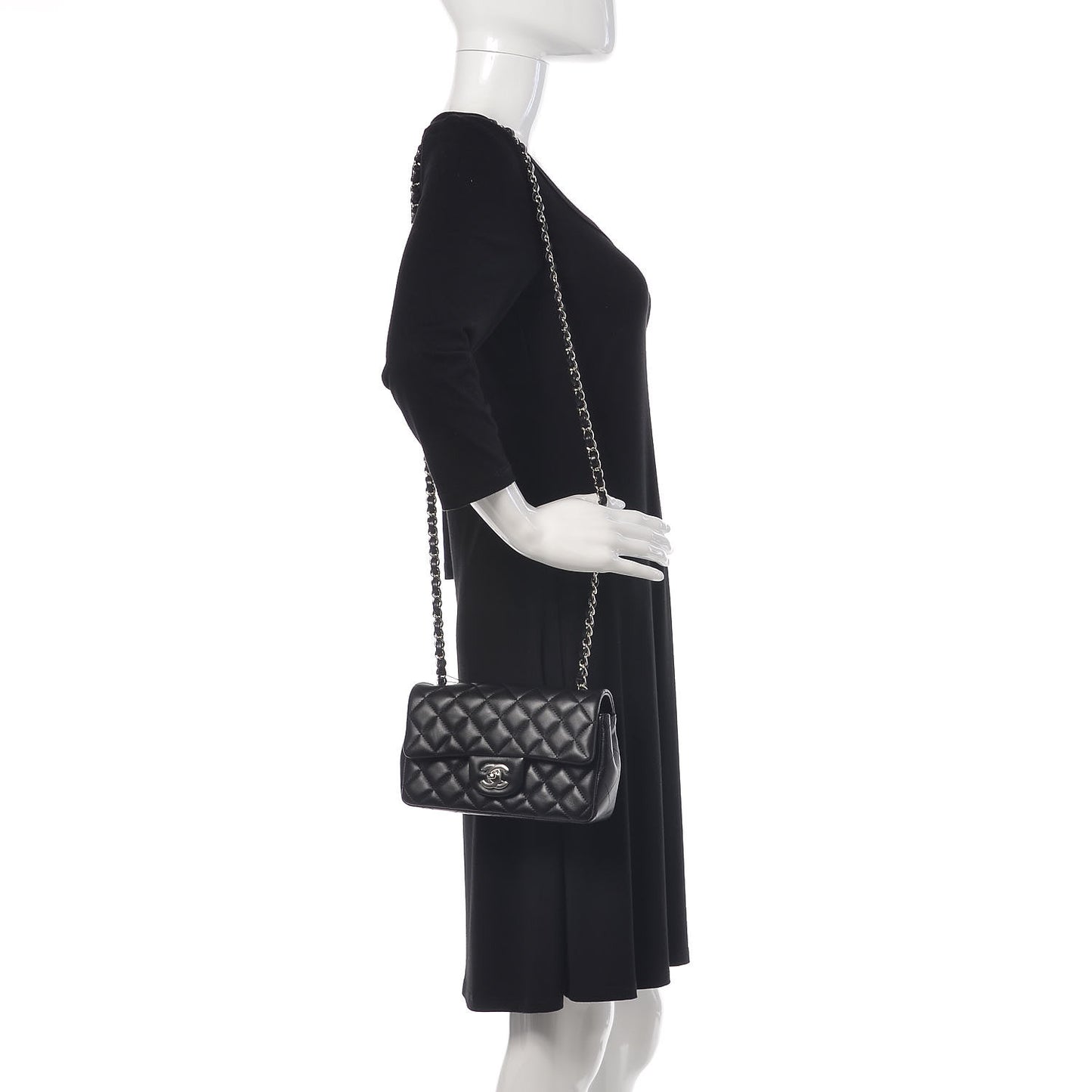 Lambskin Quilted Mini Rectangular Flap Black