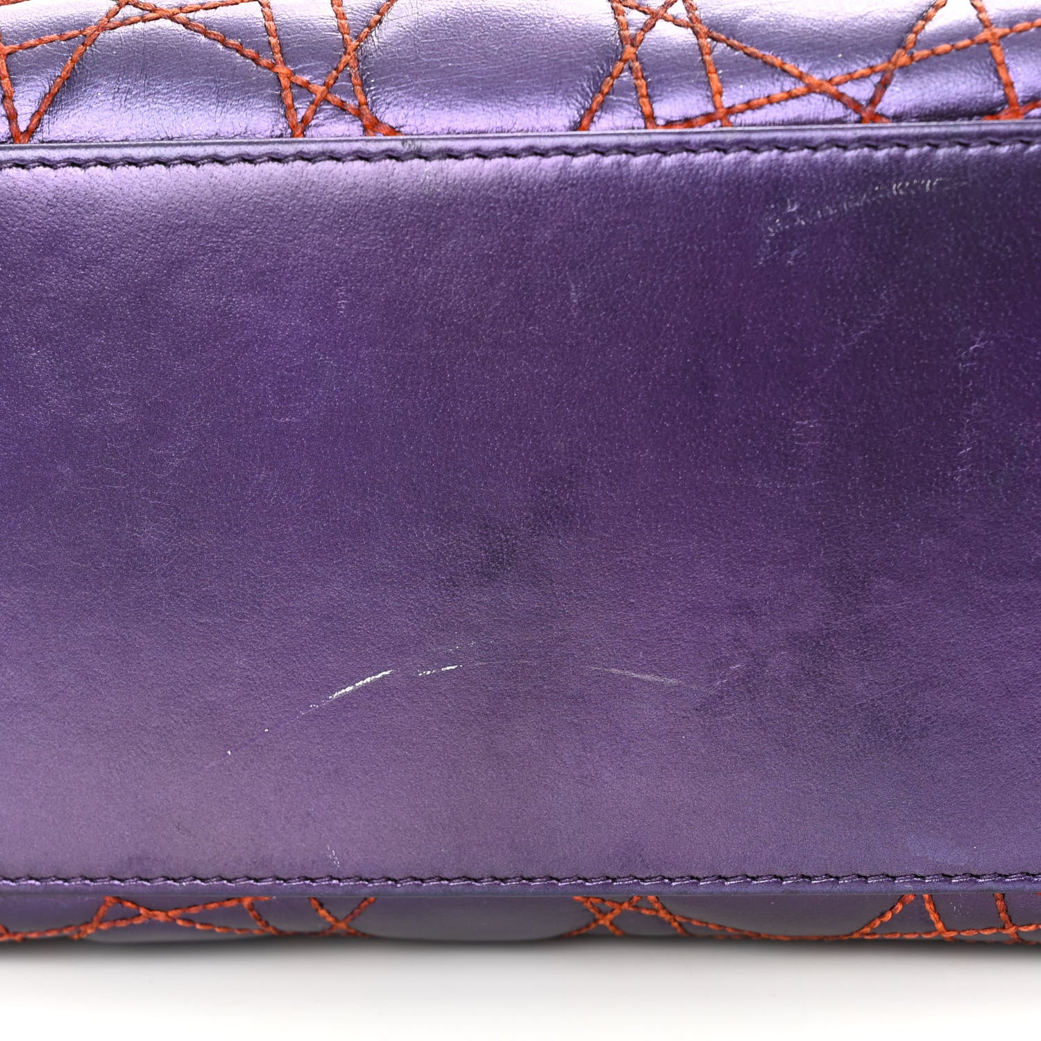 Christian Dior Metallic Lambskin Cannage Medium Anselm Reyle Lady Dior Purple Orange 10 of 10