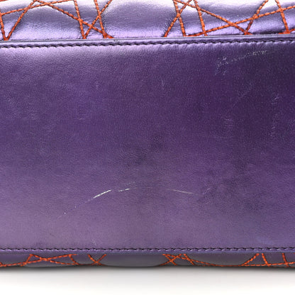 Christian Dior Metallic Lambskin Cannage Medium Anselm Reyle Lady Dior Purple Orange 10 of 10