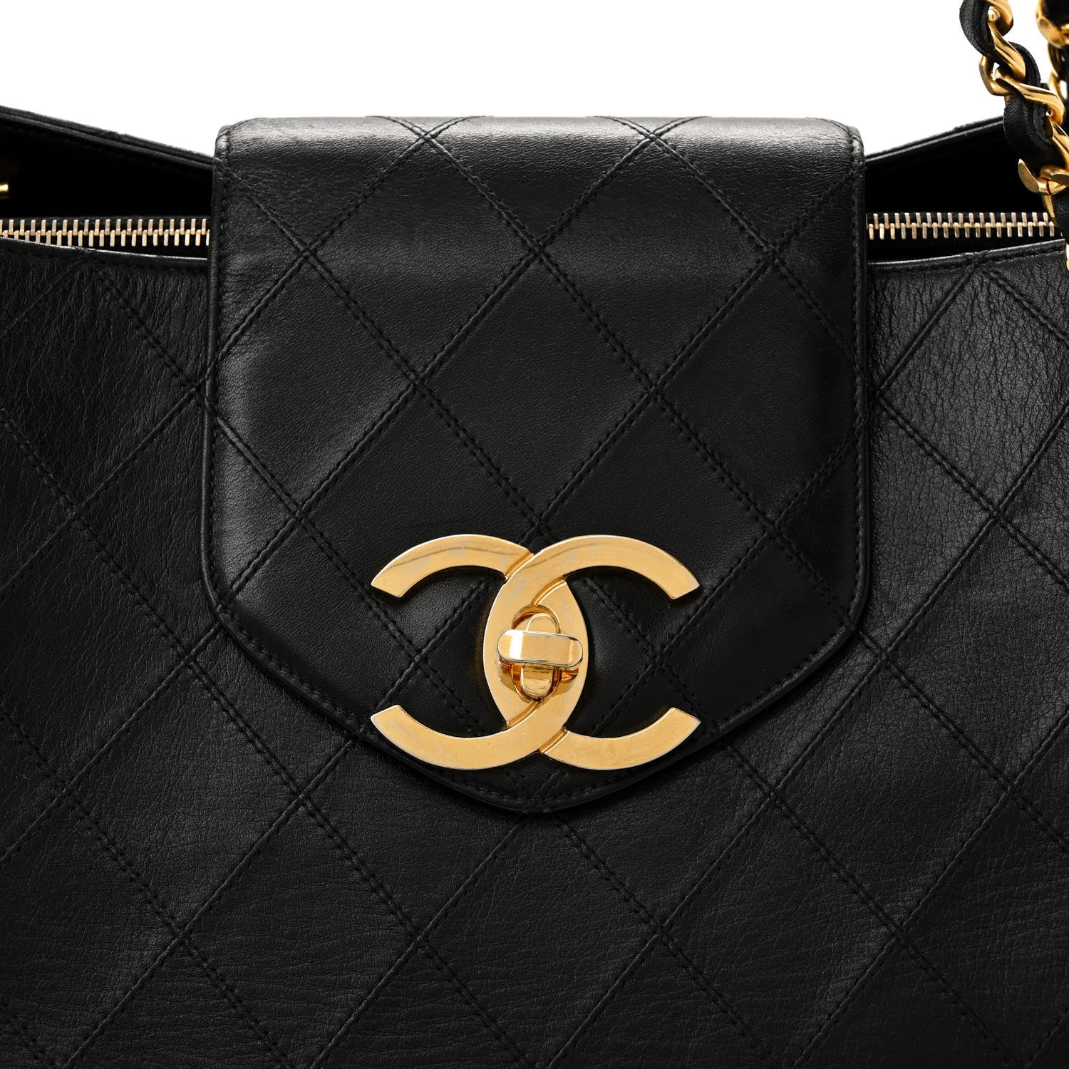 Chanel Calfskin Stitched XL Weekender Black 9 of 15