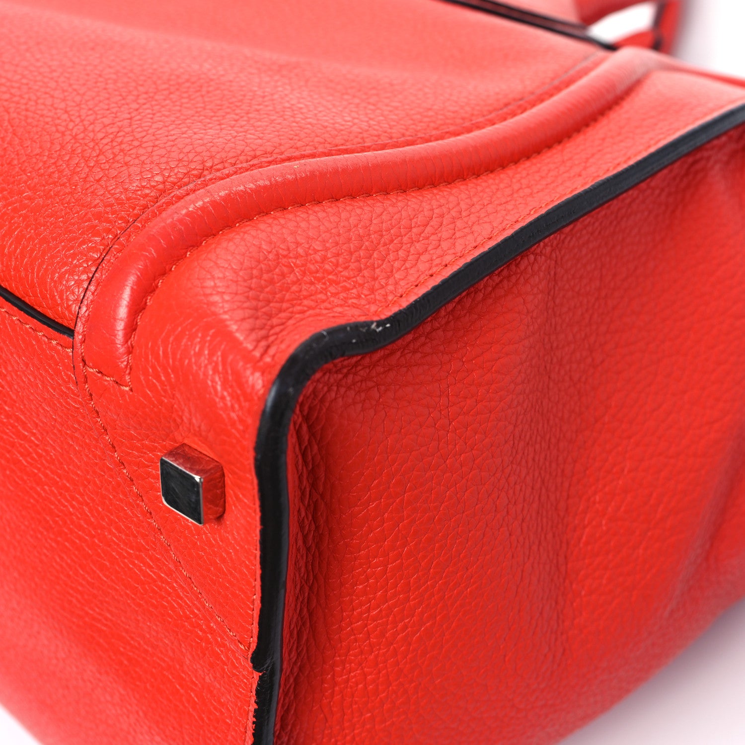 Celine Drummed Calfskin Mini Luggage Coquelicot 13 of 14