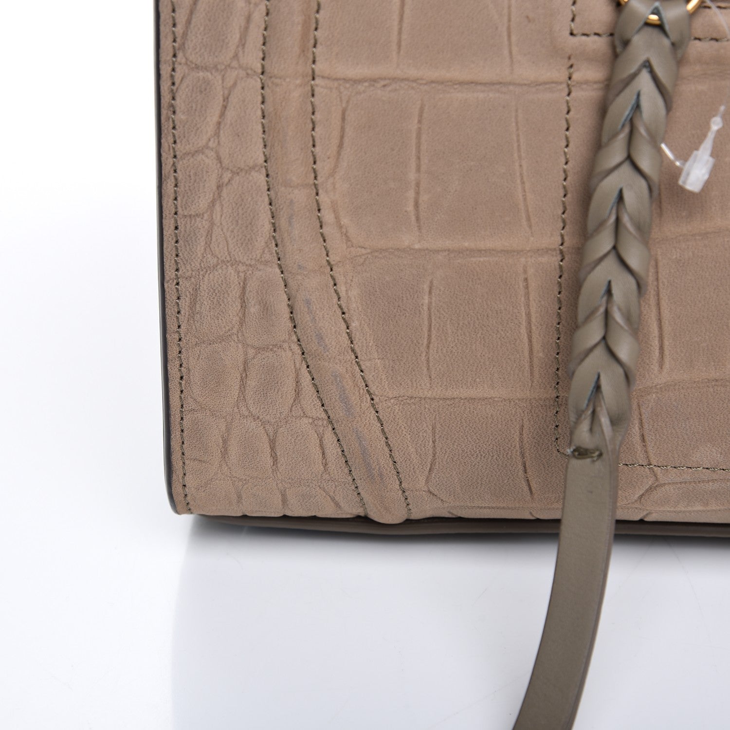 Celine Crocodile Embossed Nubuck Medium Phantom Luggage Beige 8 of 14