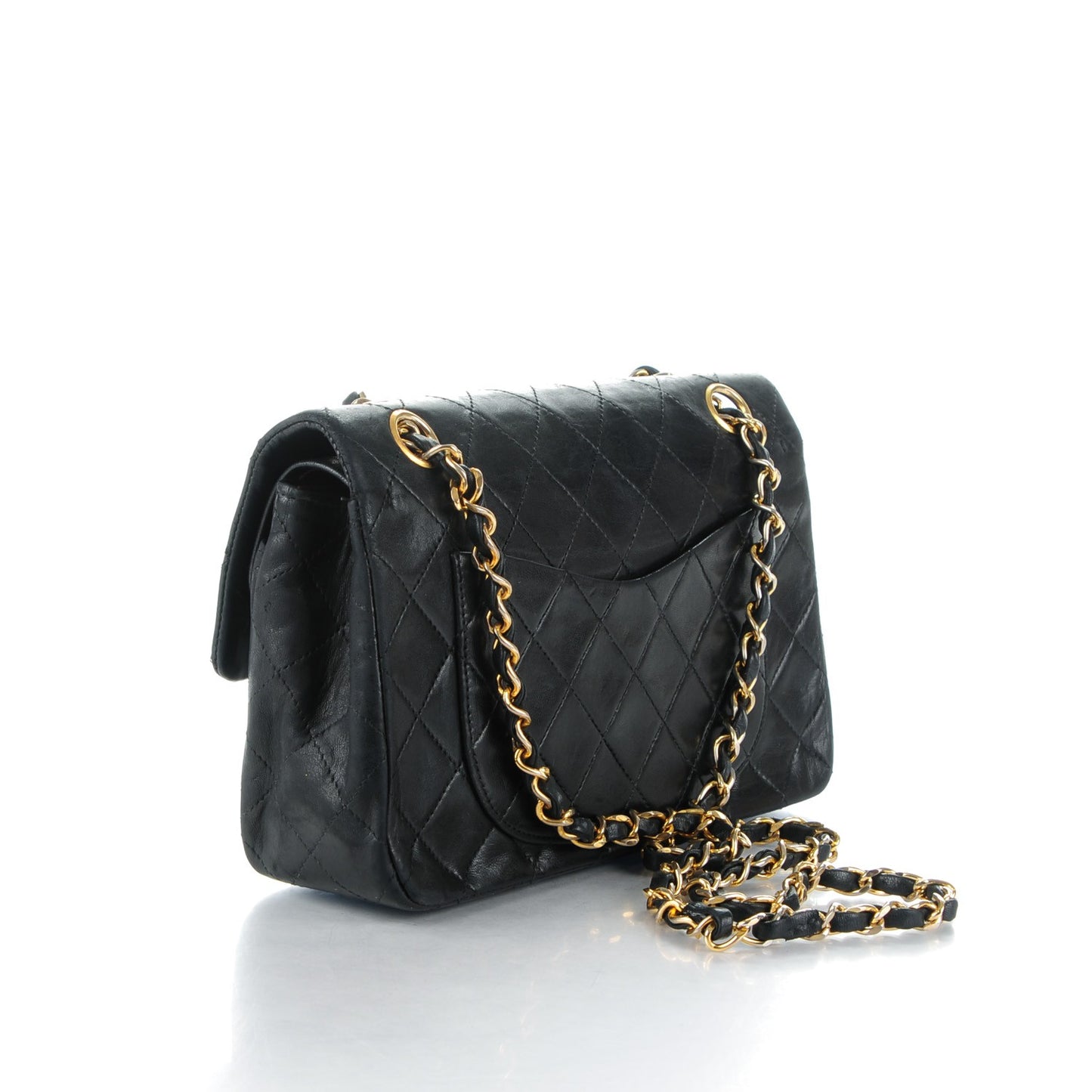 Lambskin Quilted Small Double Flap Black