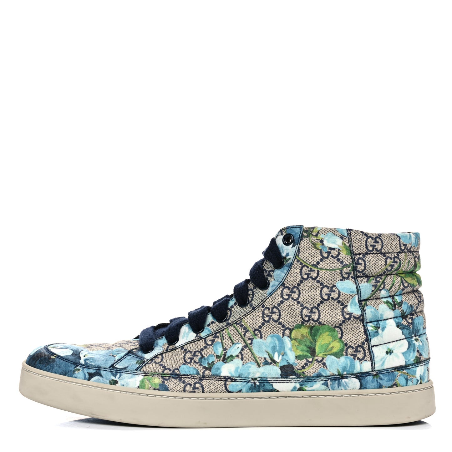 GG Supreme Monogram Blooms Mens High Top Sneakers 12 Beige Blue