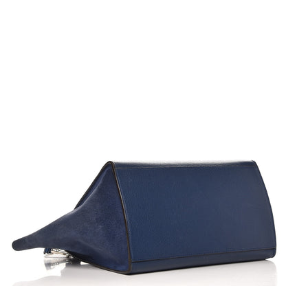 Celine Drummed Calfskin Suede Medium Trapeze Ocean Blue 5 of 16