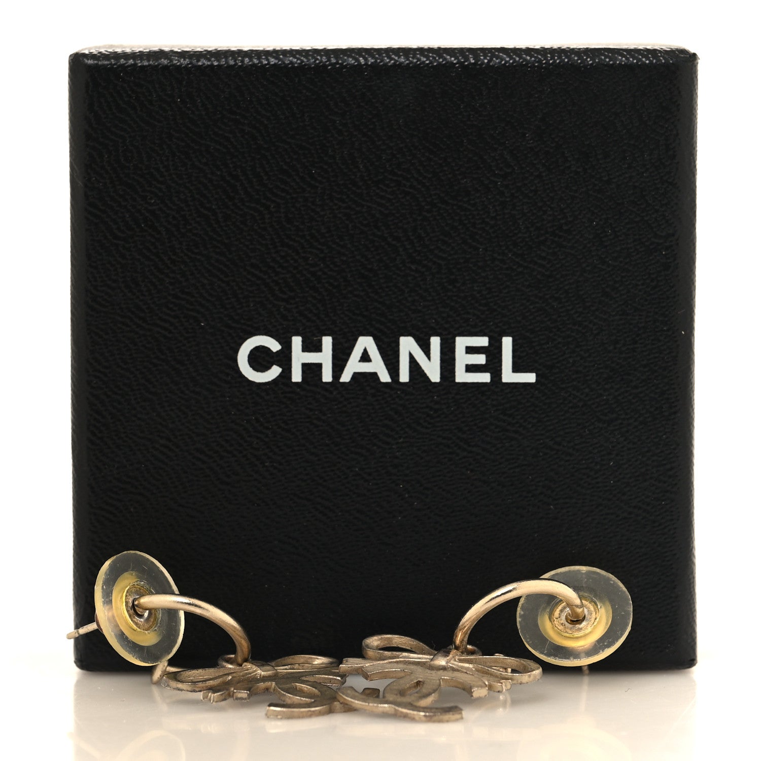 Chanel CC Bow Drop Earrings Gold 5 of 5