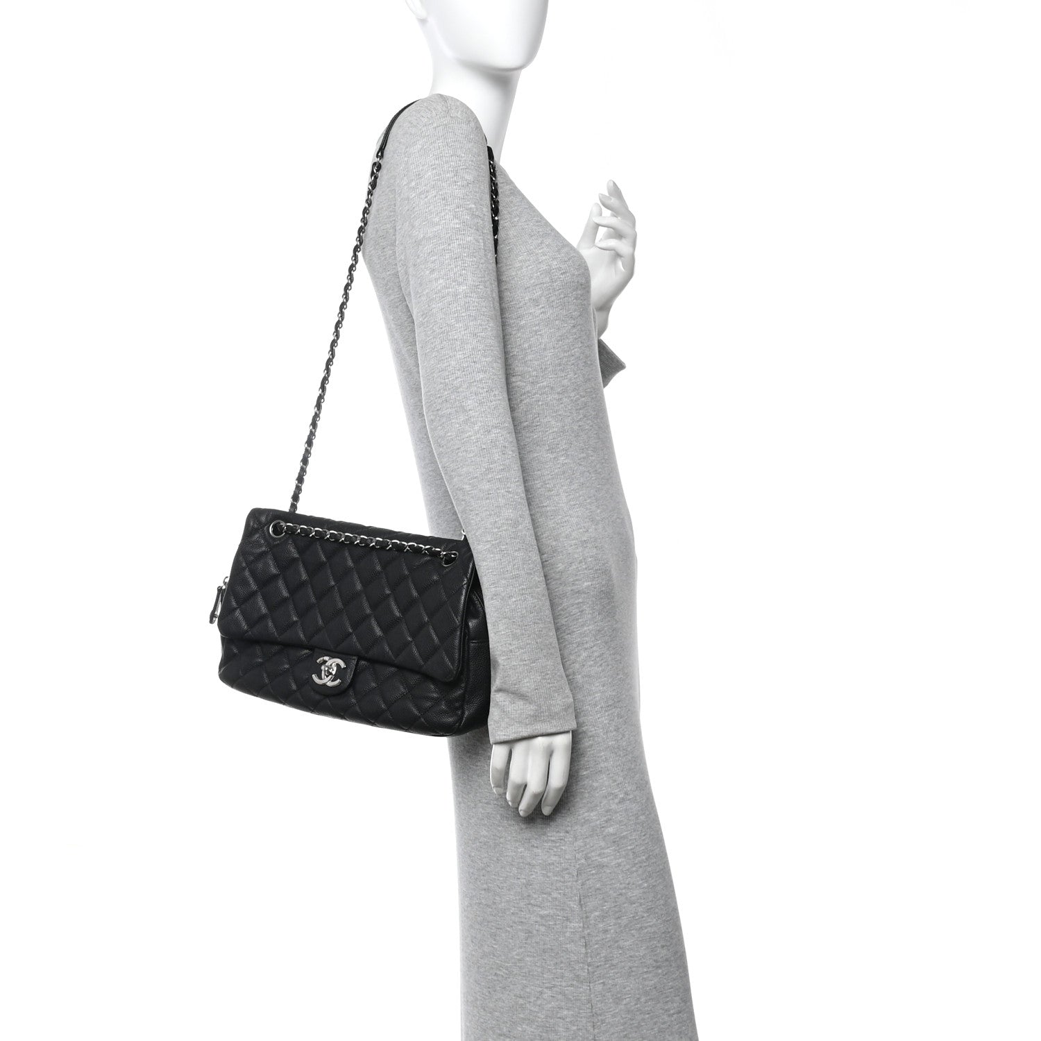 Chanel Caviar Quilted Jumbo Easy Flap Black 2 of 13