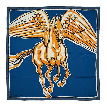 Hermes Cashmere Silk Libre Comme Pegase Shawl 140 Bleu Cobalt White 1 of 6