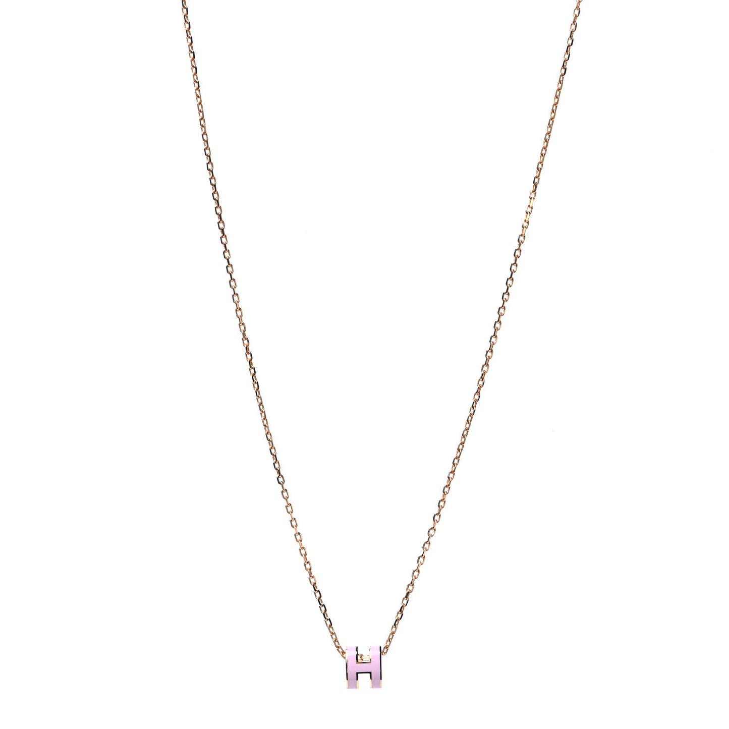 Lacquered Gold Mini Pop H Pendant Necklace Rose Dragee