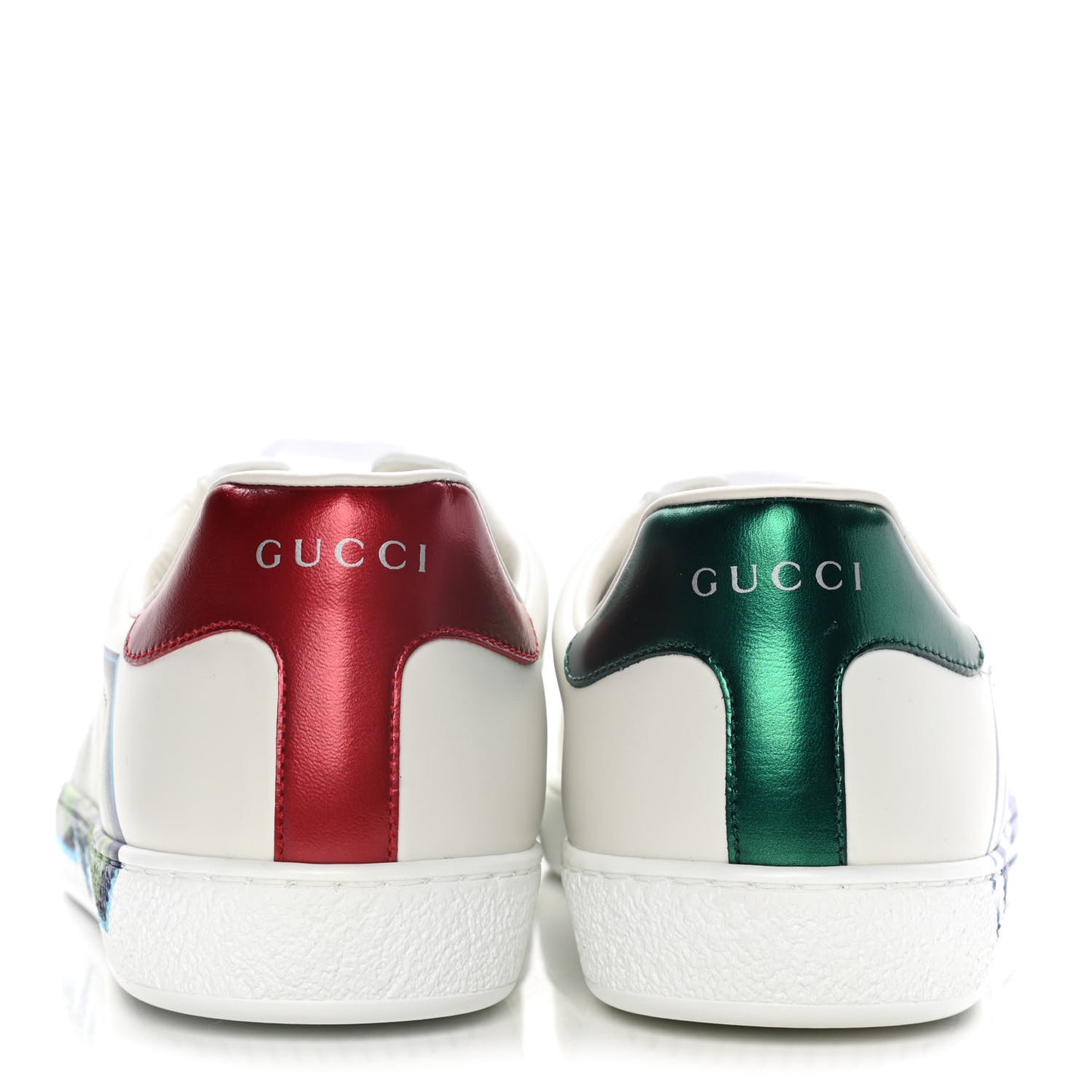 Calfskin Nappa LOVED Print Mens Ace Sneakers 9 White Red Flame Green