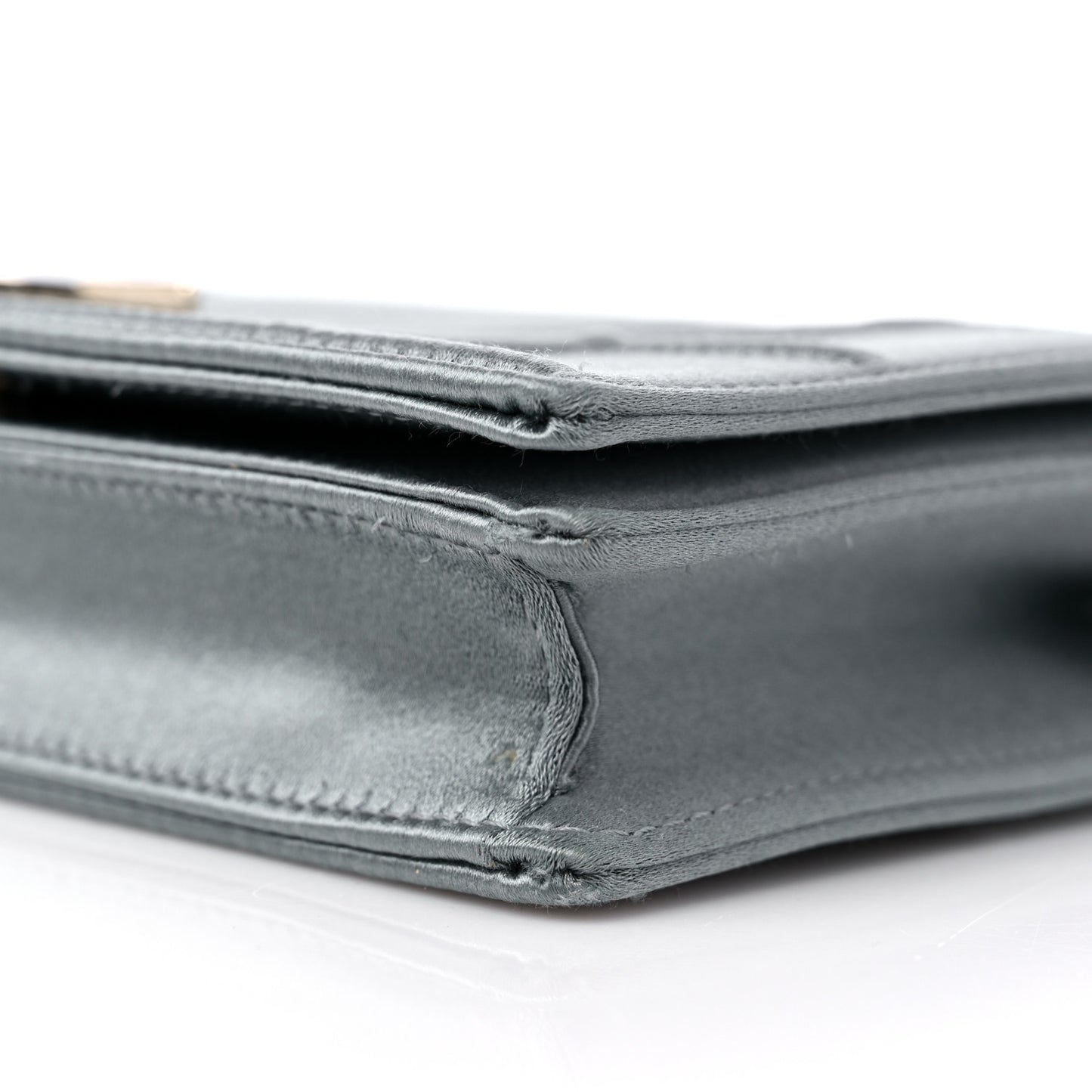 Satin Diorama Wallet on Chain Pouch Blue Gray