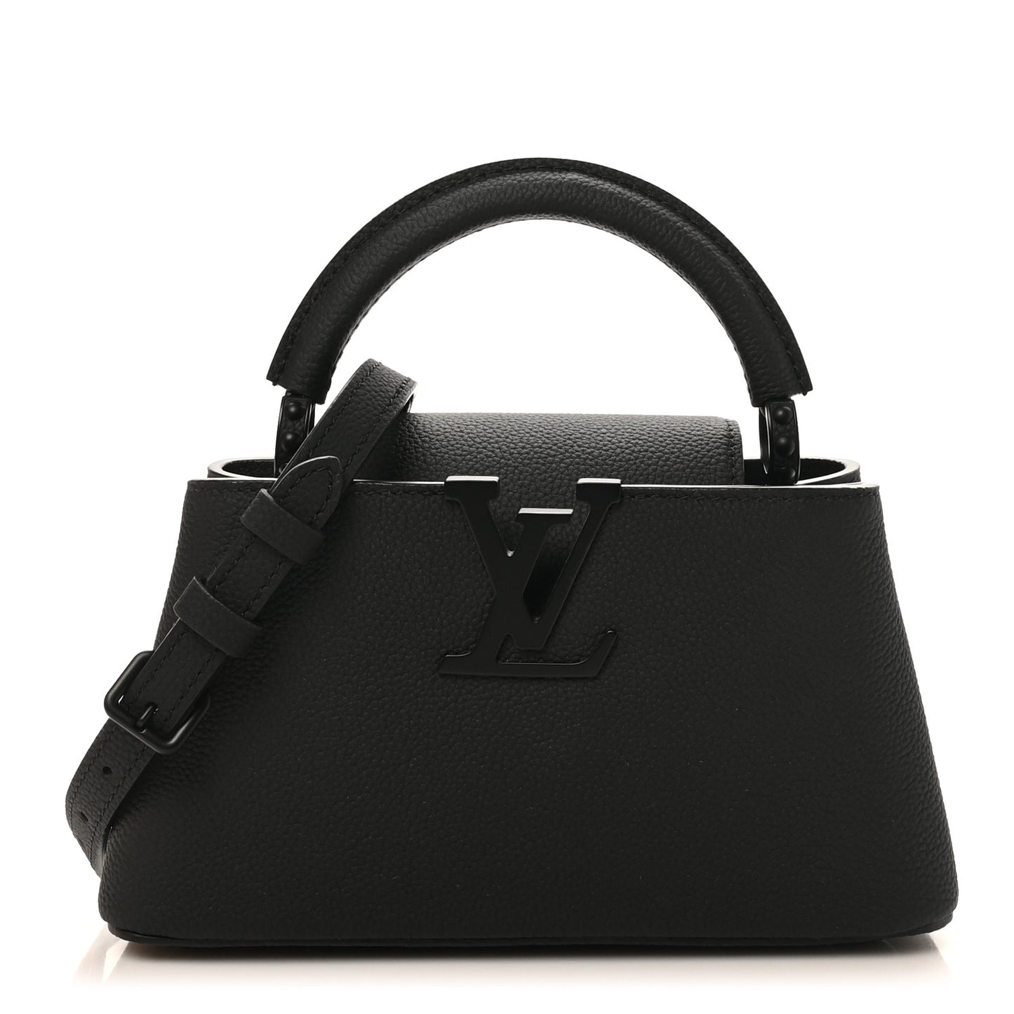 Matte Taurillon Capucines East West Mini All Black