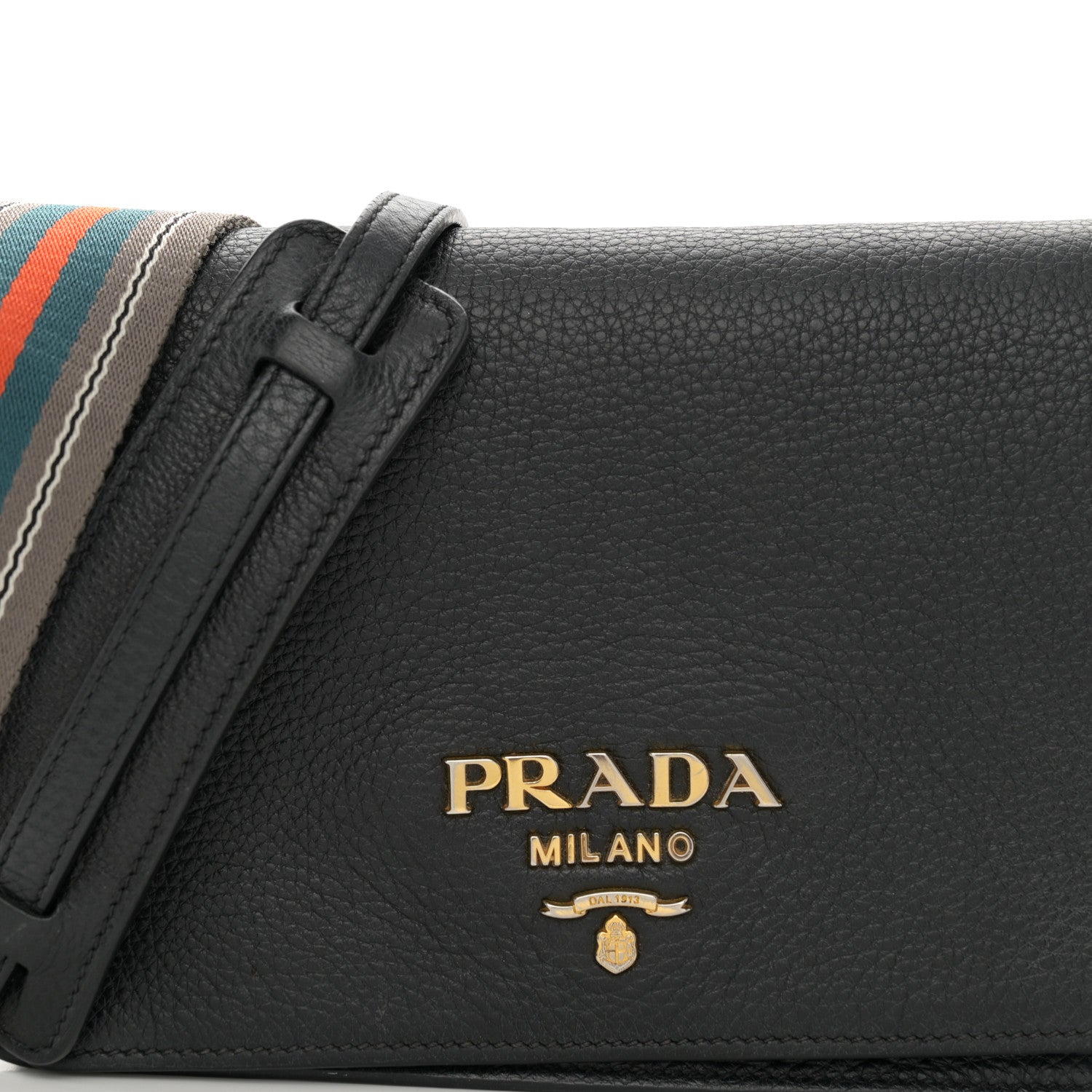 Prada Vitello Daino Double Strap Flap Crossbody Black 12 of 17