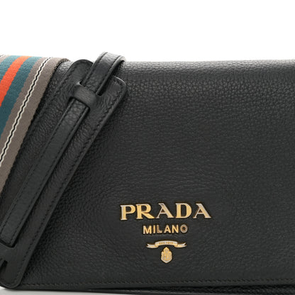 Prada Vitello Daino Double Strap Flap Crossbody Black 12 of 17