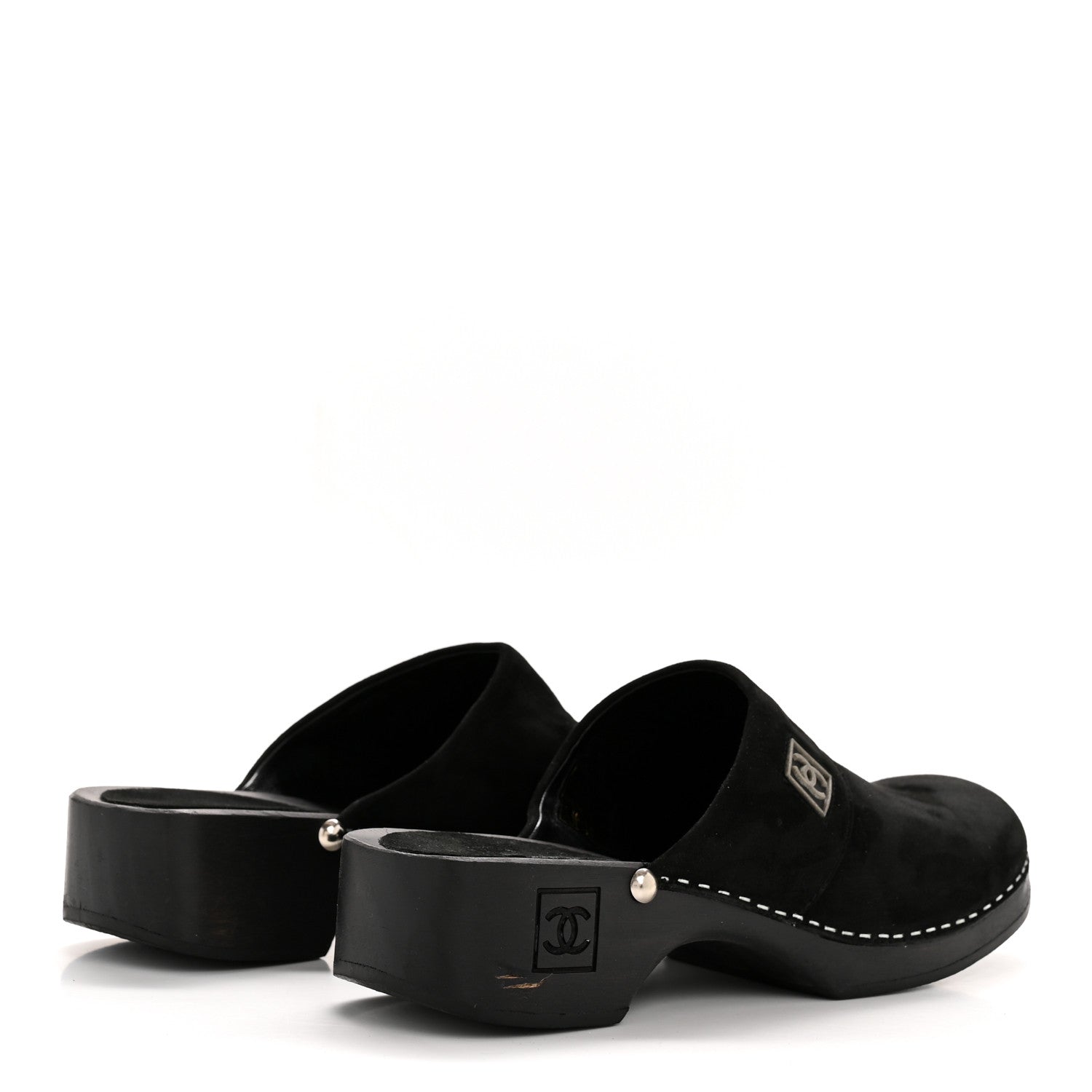Chanel Suede CC Clogs 37 Black 5 of 9