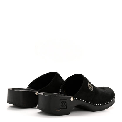 Chanel Suede CC Clogs 37 Black 5 of 9