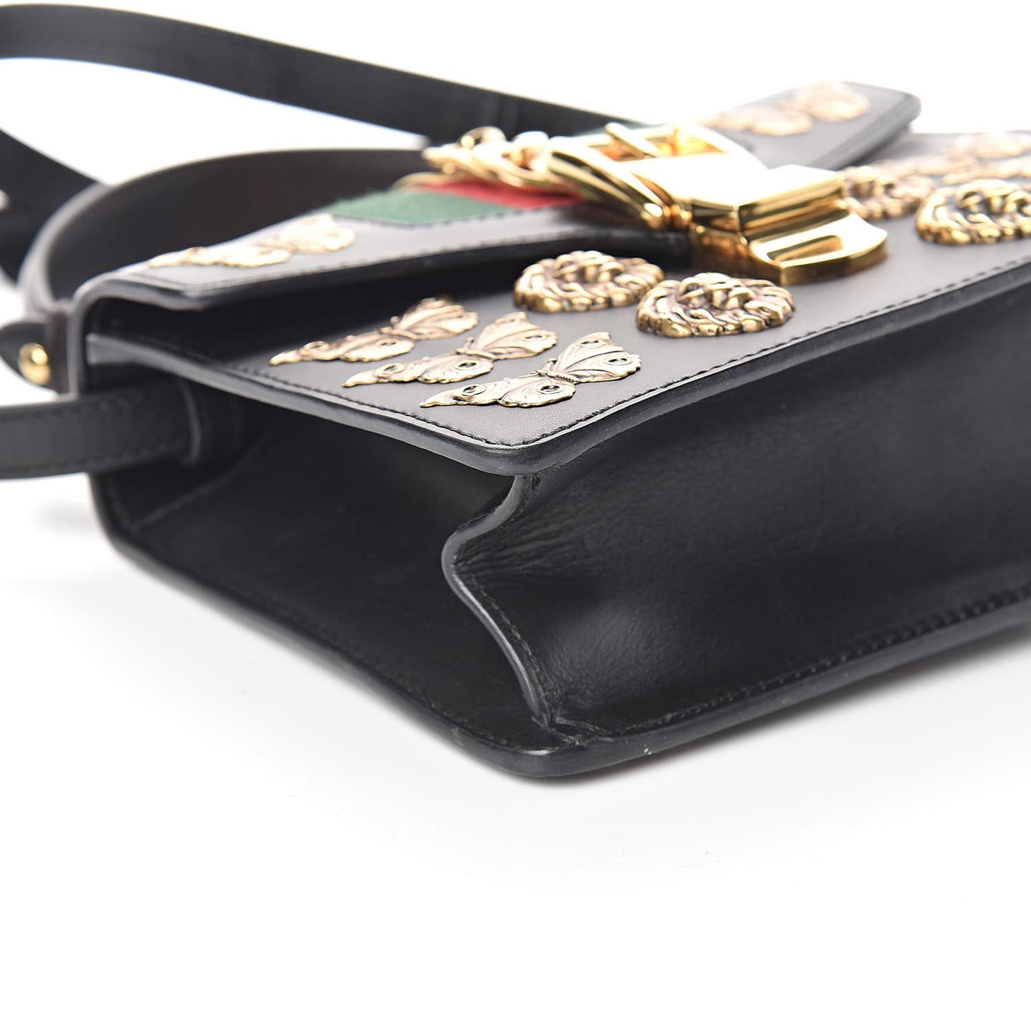 Calfskin Animal Studs Mini Sylvie Top Handle Bag Black