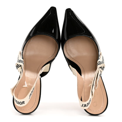Christian Dior Patent Ribbon J'Adior Slingback 100mm Pumps 38 Black 2 of 11