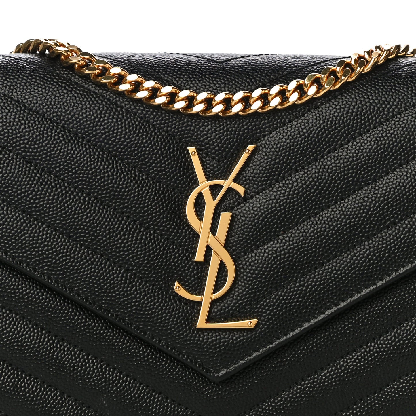 Grain De Poudre Matelasse Chevron Monogram Chain Wallet Black