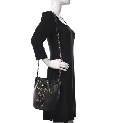 Chanel Caviar Deauville Drawstring Bucket Bag Black 2 of 10