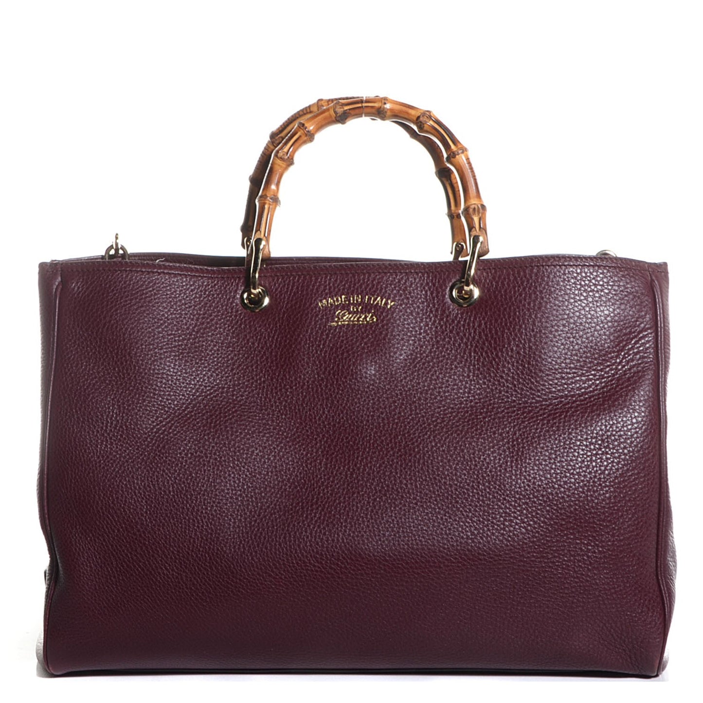 Leather Large Bamboo Shopper Tote Burgundy