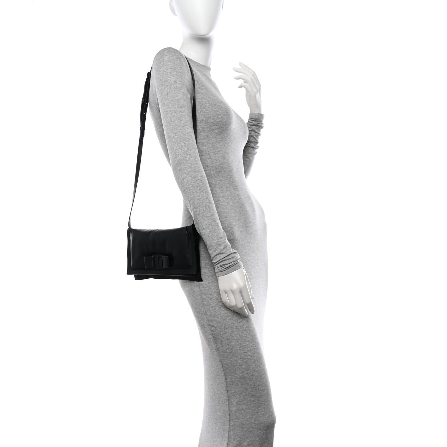 Calfskin Mini Viva Bow Shoulder Bag Black