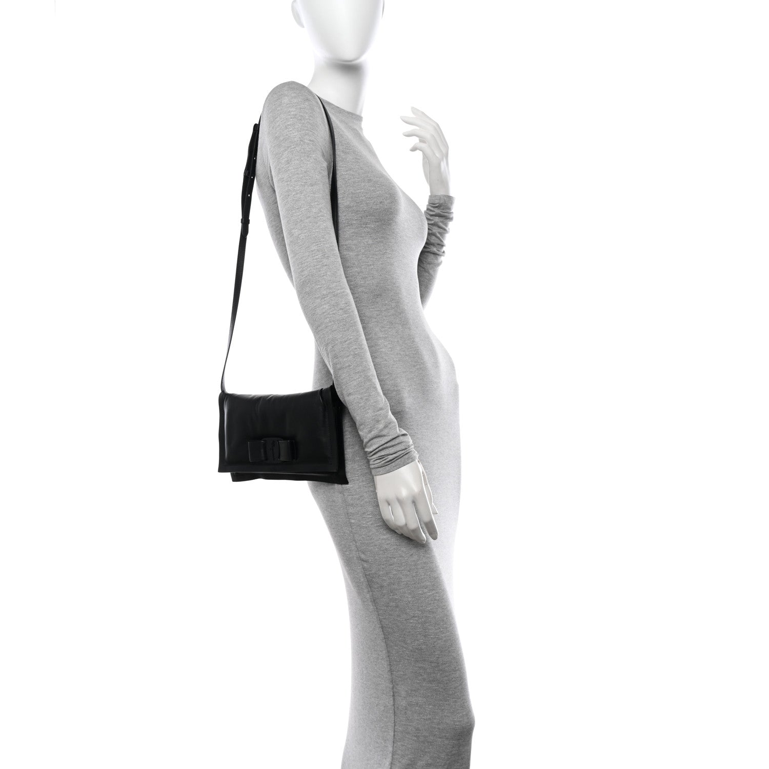 Salvatore Ferragamo Calfskin Mini Viva Bow Shoulder Bag Black 2 of 10