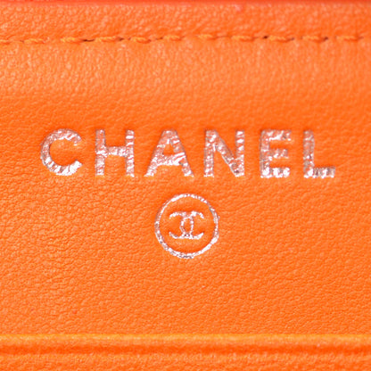 Chanel Lambskin Zip Around Wallet Green Orange 6 of 9