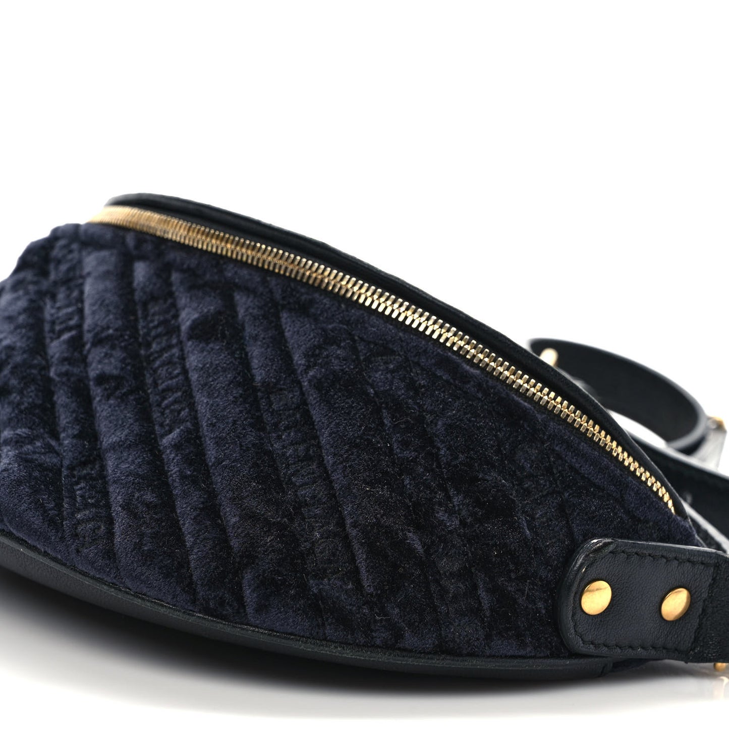 Crushed Velvet Logo Embossed XXS Souvenir Belt Bag Black