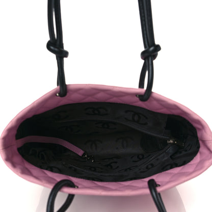 Chanel Calfskin Quilted Medium Cambon Tote Pink Black 5 of 10