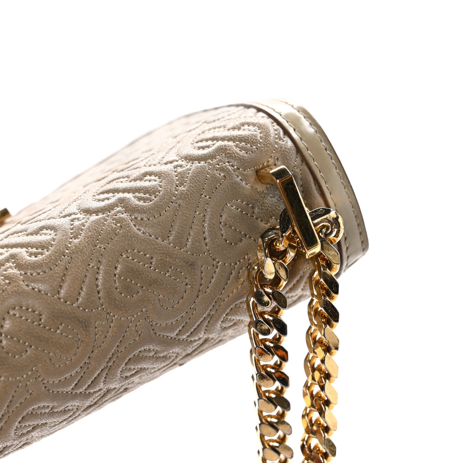 Burberry Calfskin Monogram Embossed Small TB Chain Bag Honey 11 of 12