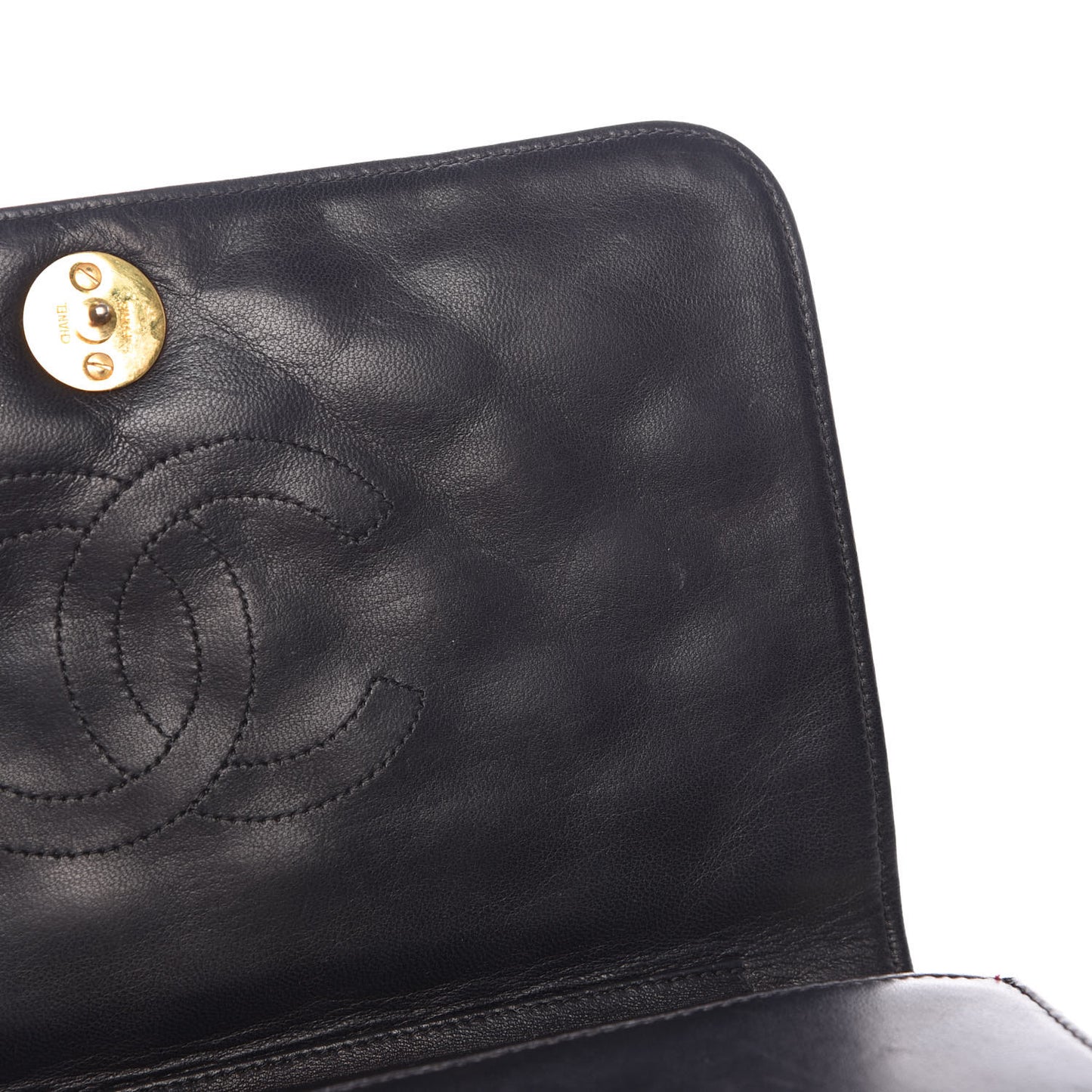 Lambskin Quilted Small Single Flap Black