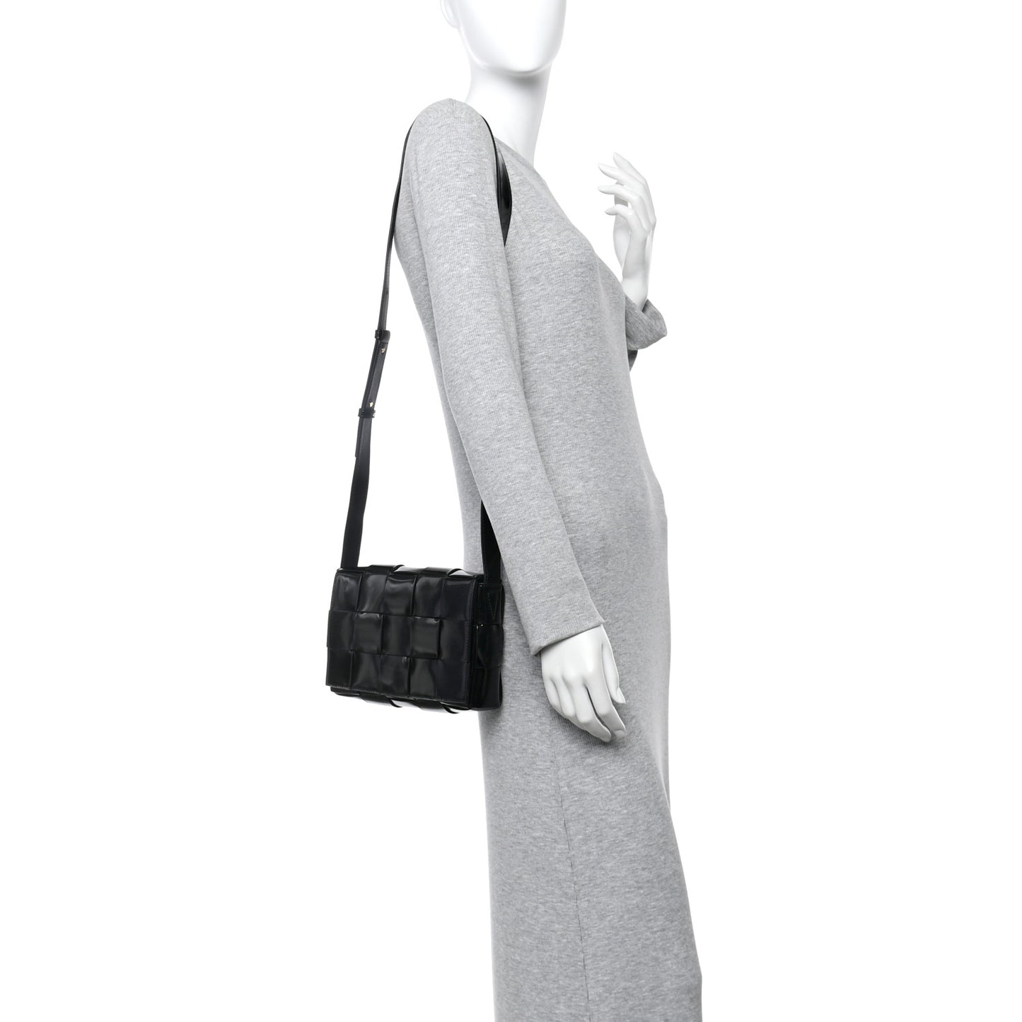 Patent Maxi Intrecciato Cassette Crossbody Bag Black
