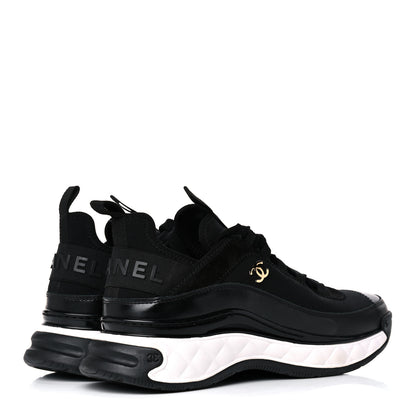 Chanel Velvet Calfskin Mixed Fibers CC Sneakers 38.5 Black 4 of 10