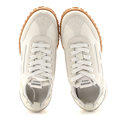 Hermes Suede Goatskin Jet Sneakers 37.5 White 2 of 10