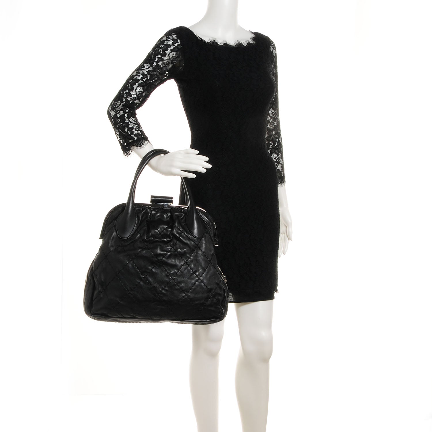 Chanel Calfskin Expandable Stitched Frame Top Bag Black 2 of 7