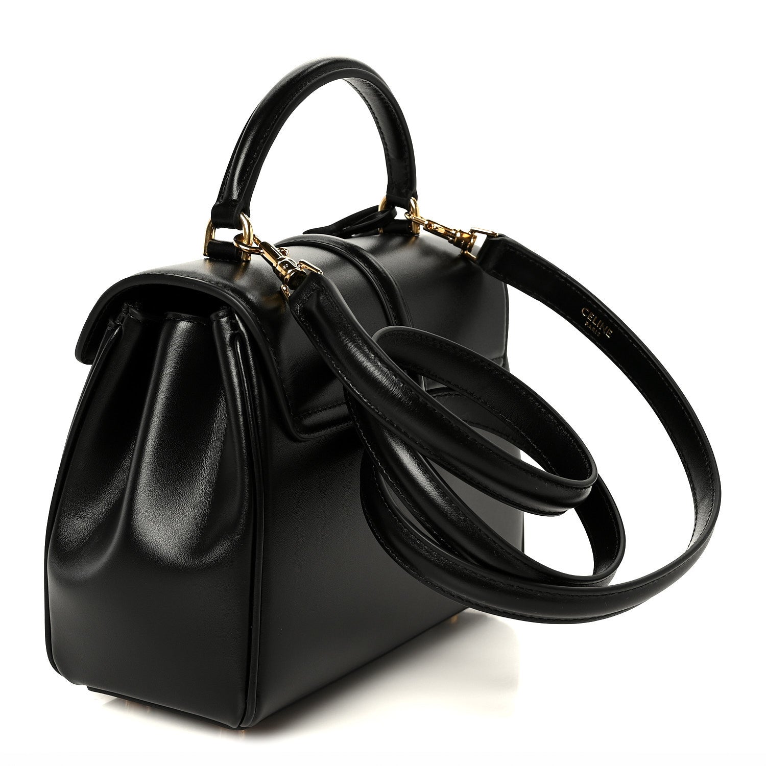 Celine Satinated Calfskin Mini 16 Top Handle Bag Black 3 of 10