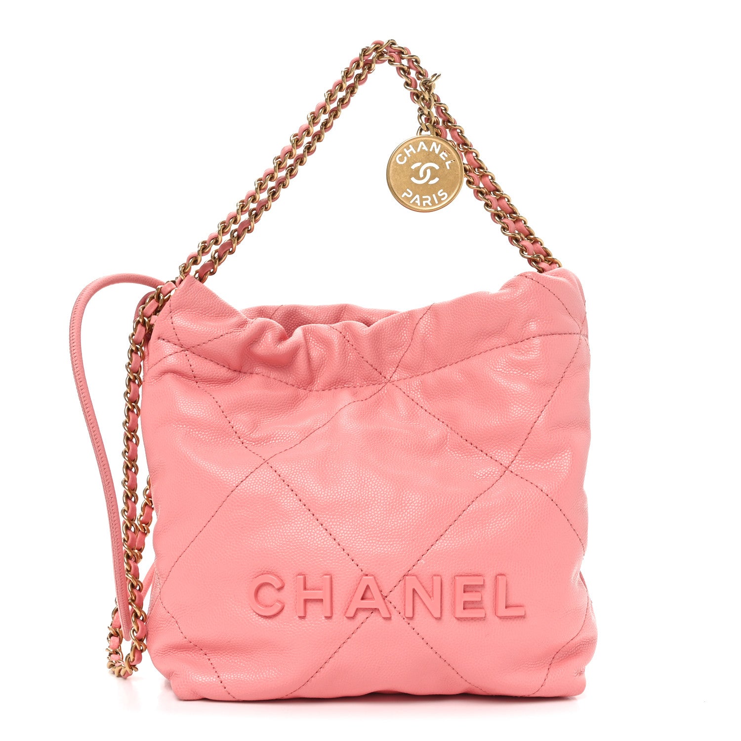Chanel Shiny Caviar Quilted Mini Chanel 22 Coral 1 of 10