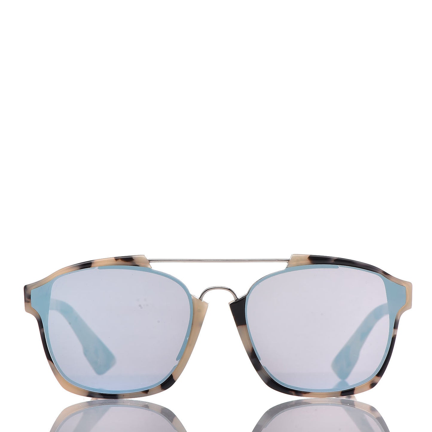 Abstract Square Mirrored Sunglasses Spotted Havana Blue