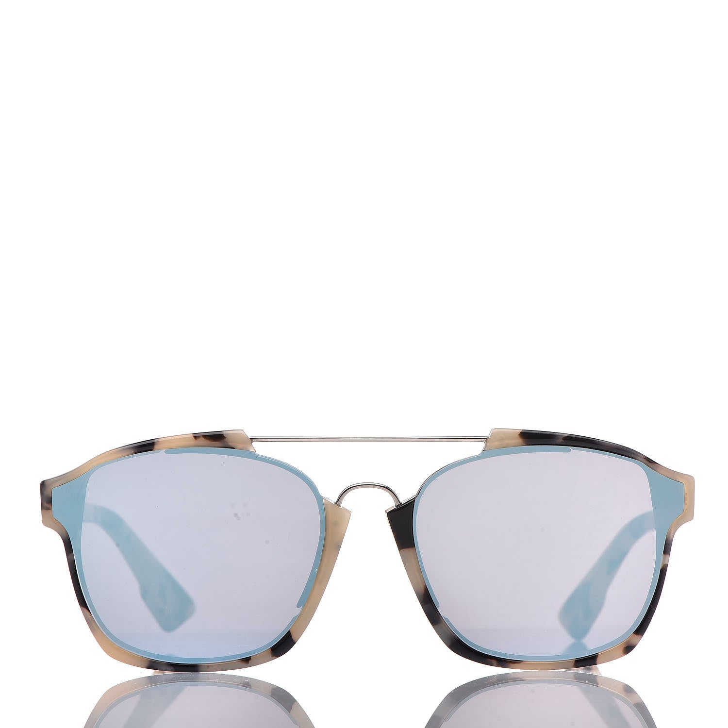 Christian Dior Abstract Square Mirrored Sunglasses Spotted Havana Blue 2 of 8