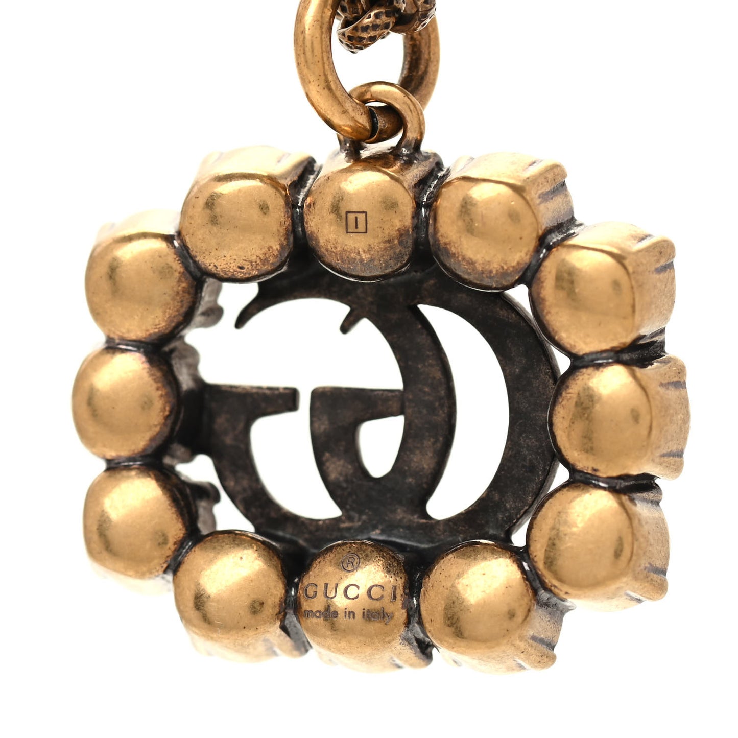 Crystal Embellished Double G Necklace Aged Gold Red