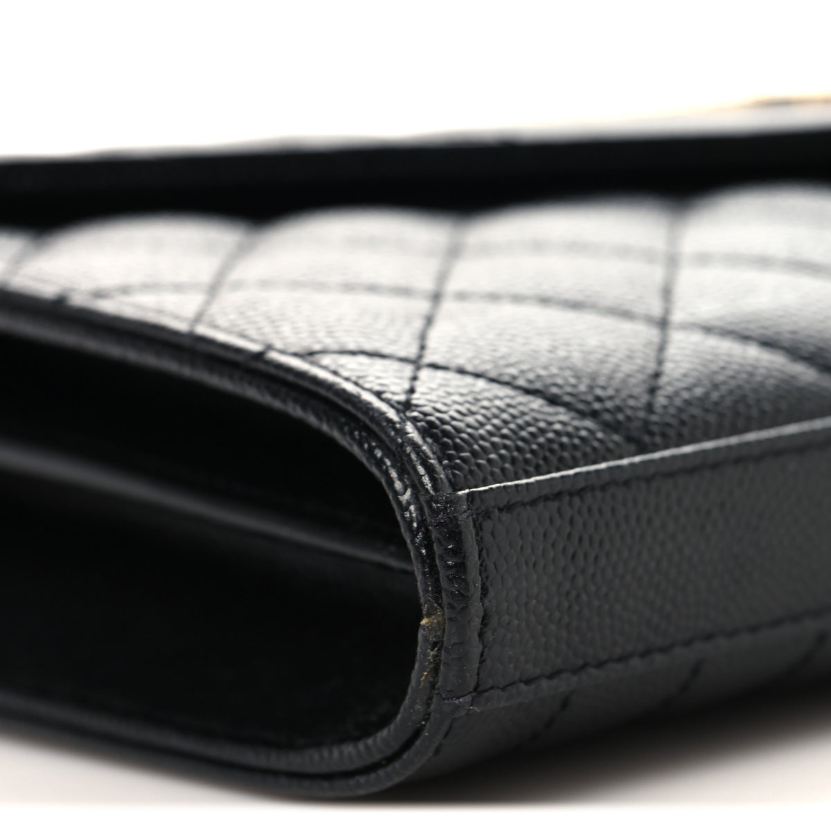 Grain De Poudre Mixed Matelasse Triquilt Monogram Chain Wallet Black